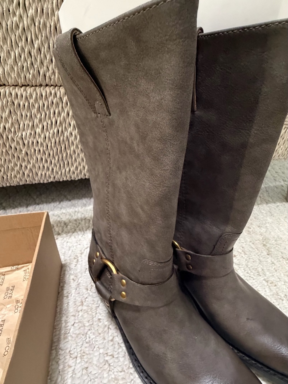 FRYE AND CO. Women’s Smoke Lorrie Harness Mid-Calf Leather Boots - Picture 11 of 11